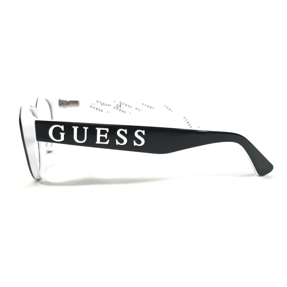 Guess Eyeglasses Frames GU9192 005 Black White Round Cat Eye Full Rim 47-16-130